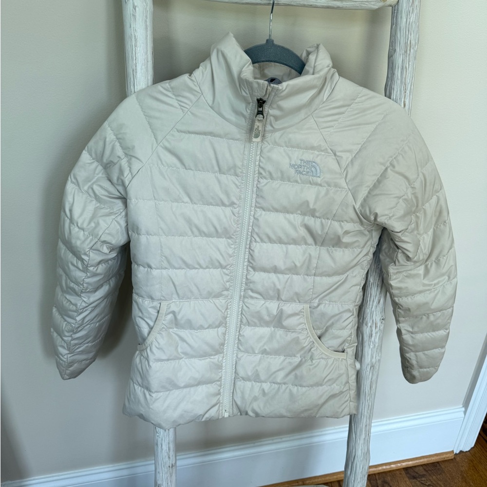 Girls, The North Face Cream Quilted Puffer Jacket size 10/12